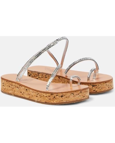 Ancient Greek Sandals Eleftheria Leather Platform Sandals - Metallic