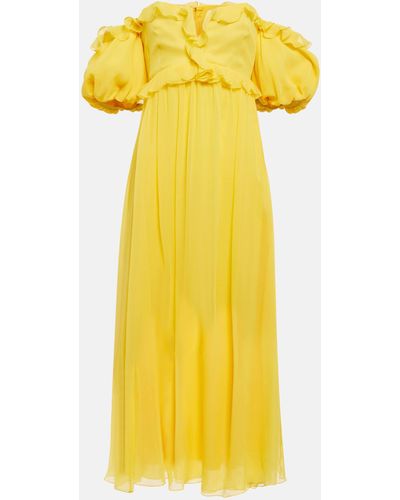 Giambattista Valli Ruffle-detail Off-shoulder Dress - Yellow
