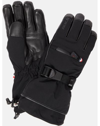 3 MONCLER GRENOBLE Leather-trimmed Ski Gloves - Black