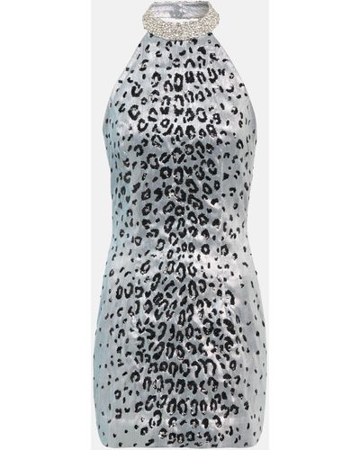 Miss Sohee Leopard-print Halterneck Minidress - White