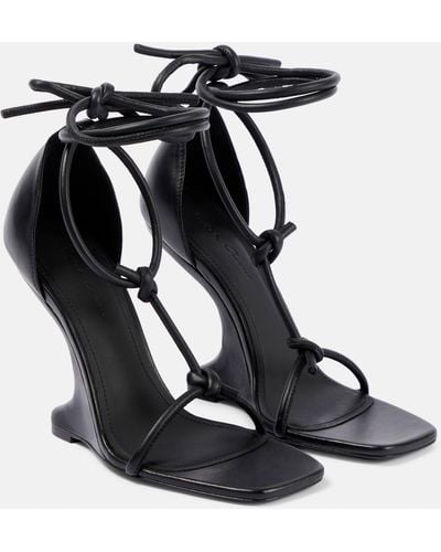 Rick Owens Cantilever Leather Wedge Sandals - Black