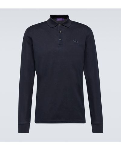 Ralph Lauren Purple Label Cotton Pique Polo Shirt - Blue