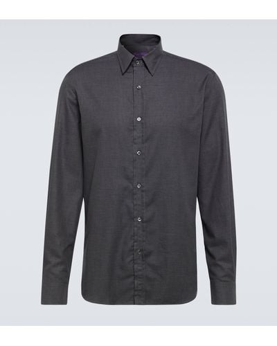 Ralph Lauren Purple Label Chalkstripe Cotton Shirt - Grey