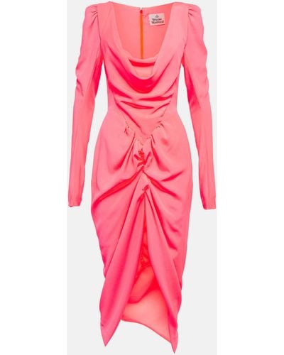 Vivienne Westwood Panther Draped Crepe Midi Dress - Pink