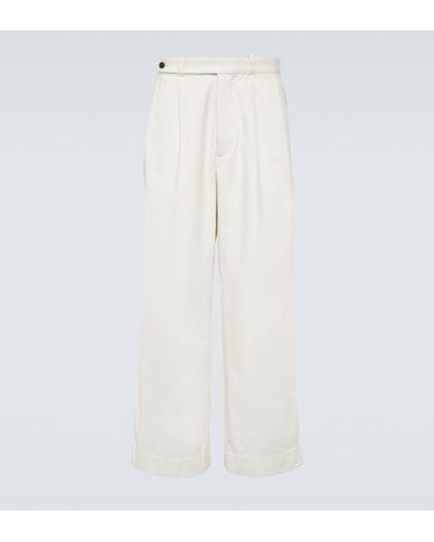 Bode Skunk Tail Cotton Wide-leg Pants - White