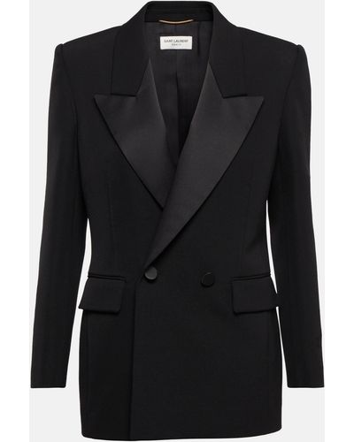 Saint Laurent Wool Tuxedo Blazer - Black