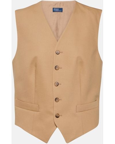 Polo Ralph Lauren Pauline V-neck Wool And Cotton-blend Waistcoat - Natural