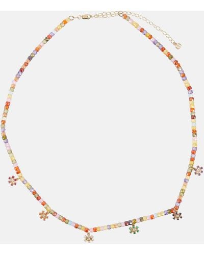 Sydney Evan Evil Eye 14kt Gold Beaded Necklace With Diamonds - Metallic