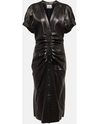Isabel Marant Carly Leather Midi Dress - Black