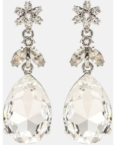 Oscar de la Renta Crystal Drop Earrings - White