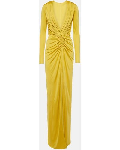 Costarellos Brienne Gathered Jersey Gown - Yellow