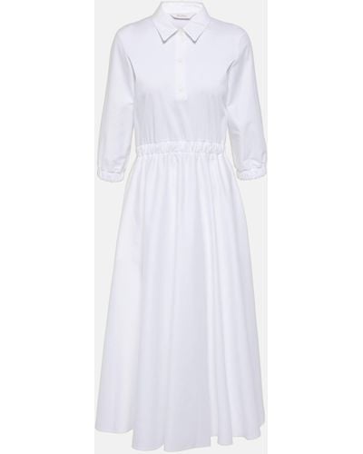 Max Mara Maggio Pleated Cotton Midi Dress - White