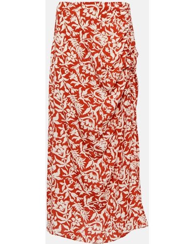 Polo Ralph Lauren Ruched Crepe Maxi Skirt - Red
