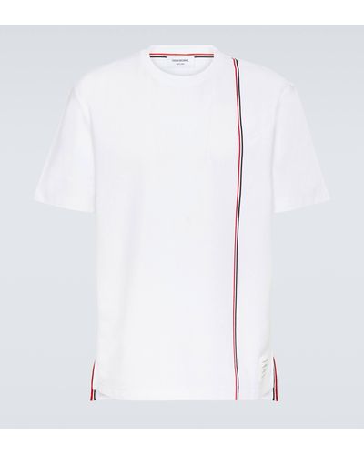 Thom Browne Rwb Stripe Cotton Jersey T-shirt - White