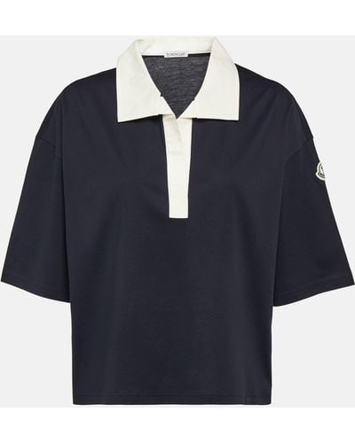 Moncler Logo Cotton Polo Shirt - Blue