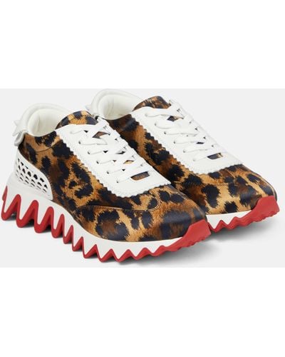 Christian Louboutin Loubishark Leopard-print Sneakers - Red