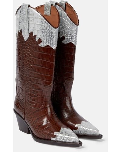 Paris Texas Leather Cowboy Boots - Brown