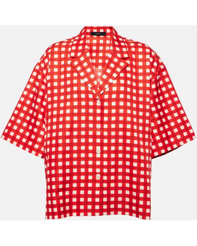 JOSEPH Leopold Gingham Silk And Cotton Shirt - Red