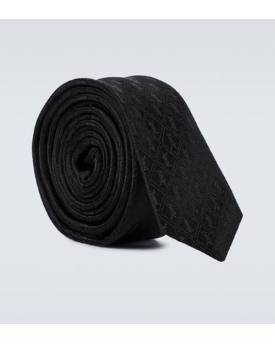 Saint Laurent 4cm Logo-jacquard Silk Tie - Black