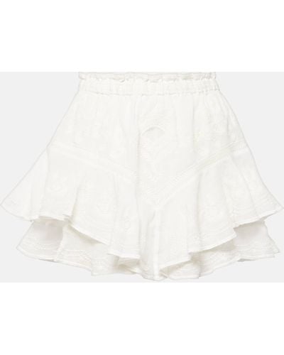 Isabel Marant Elsa Embroidered Ramie Shorts - White
