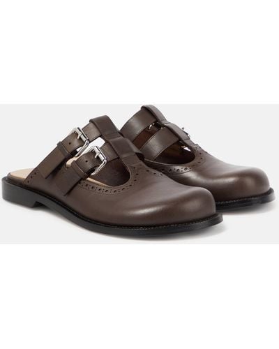 Loewe Campo Leather Mules - Brown