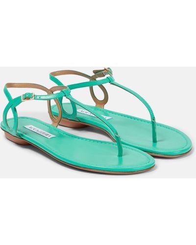 Aquazzura Almost Bare Leather Thong Sandals - Green