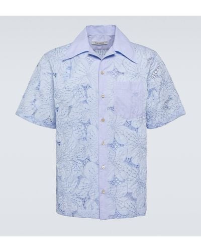 Wales Bonner Highlife Floral Cotton-blend Bowling Shirt - Blue