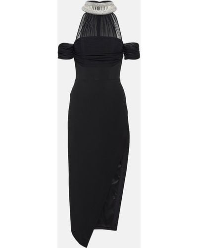 David Koma Embellished Halterneck Midi Dress - Black