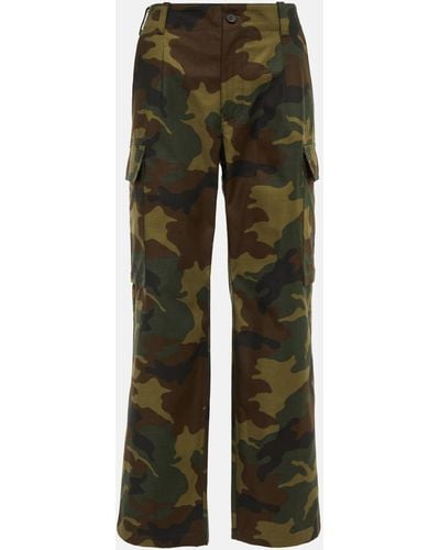 Nili Lotan Yannic Camouflage Cotton Twill Cargo Pants - Green