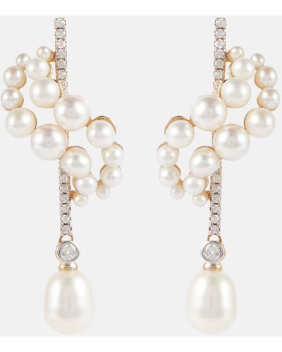 Mateo 14kt Gold Earrings With Diamonds And Pearls - White