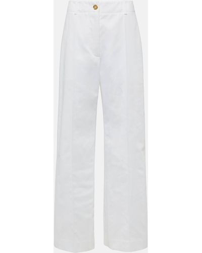 Patou High-rise Cotton Wide-leg Pants - White