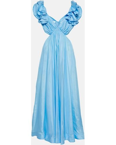 Zimmermann Halcyon Cutout Silk Maxi Dress - Blue