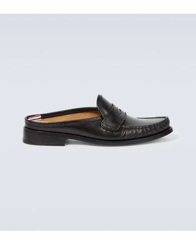 Thom Browne Leather Penny Loafer Mules - Black