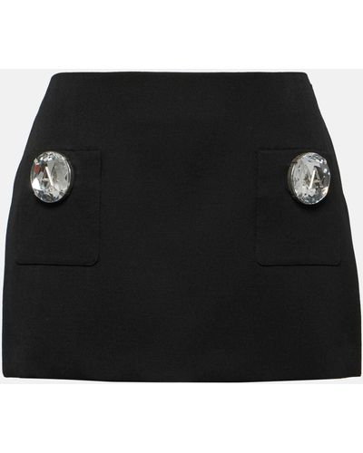 Area Jumbo Crystal-embellished Wool Miniskirt - Black