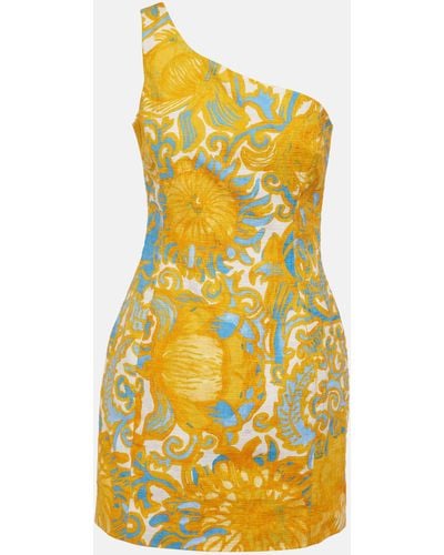 La DoubleJ Bold Shoulder Printed Cotton Minidress - Yellow