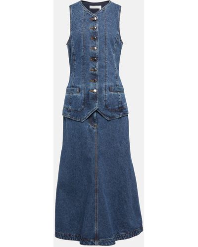 Chloé Denim Midi Dress - Blue