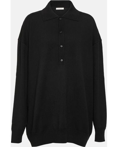 The Row Wool-blend Polo Sweater - Black