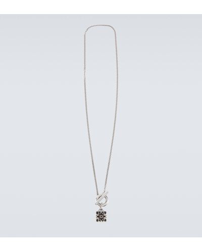 Loewe Anagram Pendant Sterling Silver Necklace - White