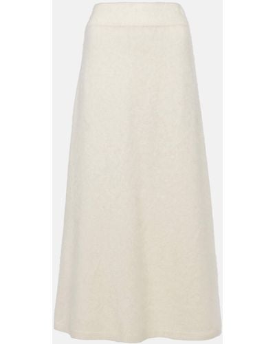 Lisa Yang Asta Brushed Cashmere Midi Skirt - White