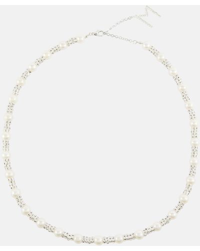 Magda Butrym Embellished Necklace With Rose Quartz - White