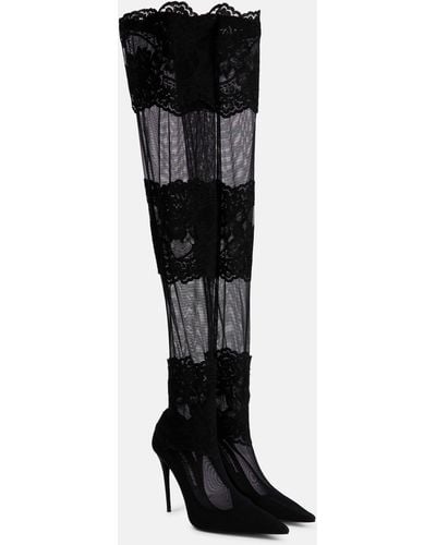 Dolce & Gabbana Over-the-knee Sock Boots - Black
