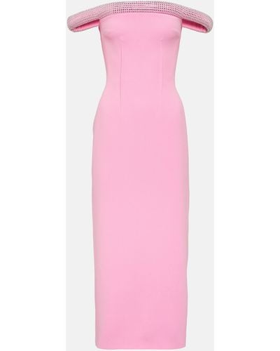 David Koma Crystal-embellished Cady Midi Dress - Pink