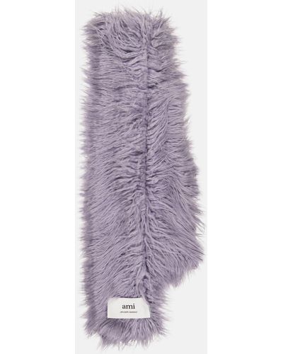 Ami Paris Faux Fur Scarf - Purple
