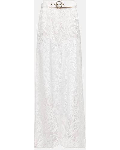Zimmermann Embroidered High-rise Wide-leg Pants - White