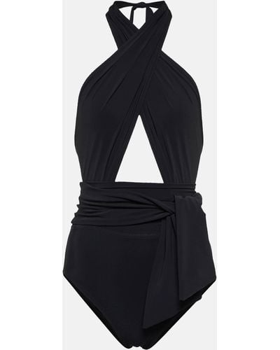 Karla Colletto Cutout Halterneck Swimsuit - Black