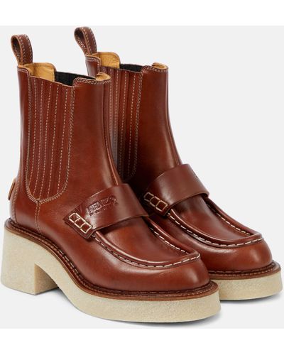 KENZO Leather Ankle Boots - Brown