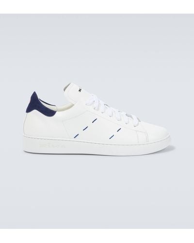 Kiton Stitched Leather Sneakers - White