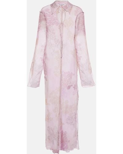 Acne Studios Printed Cotton And Silk Chiffon Midi Dress - Pink
