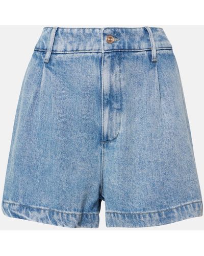 7 For All Mankind High-rise Pleated Shorts - Blue