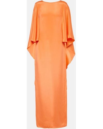 Max Mara Elegante Baleari Silk Crepe De Chine Gown - Orange